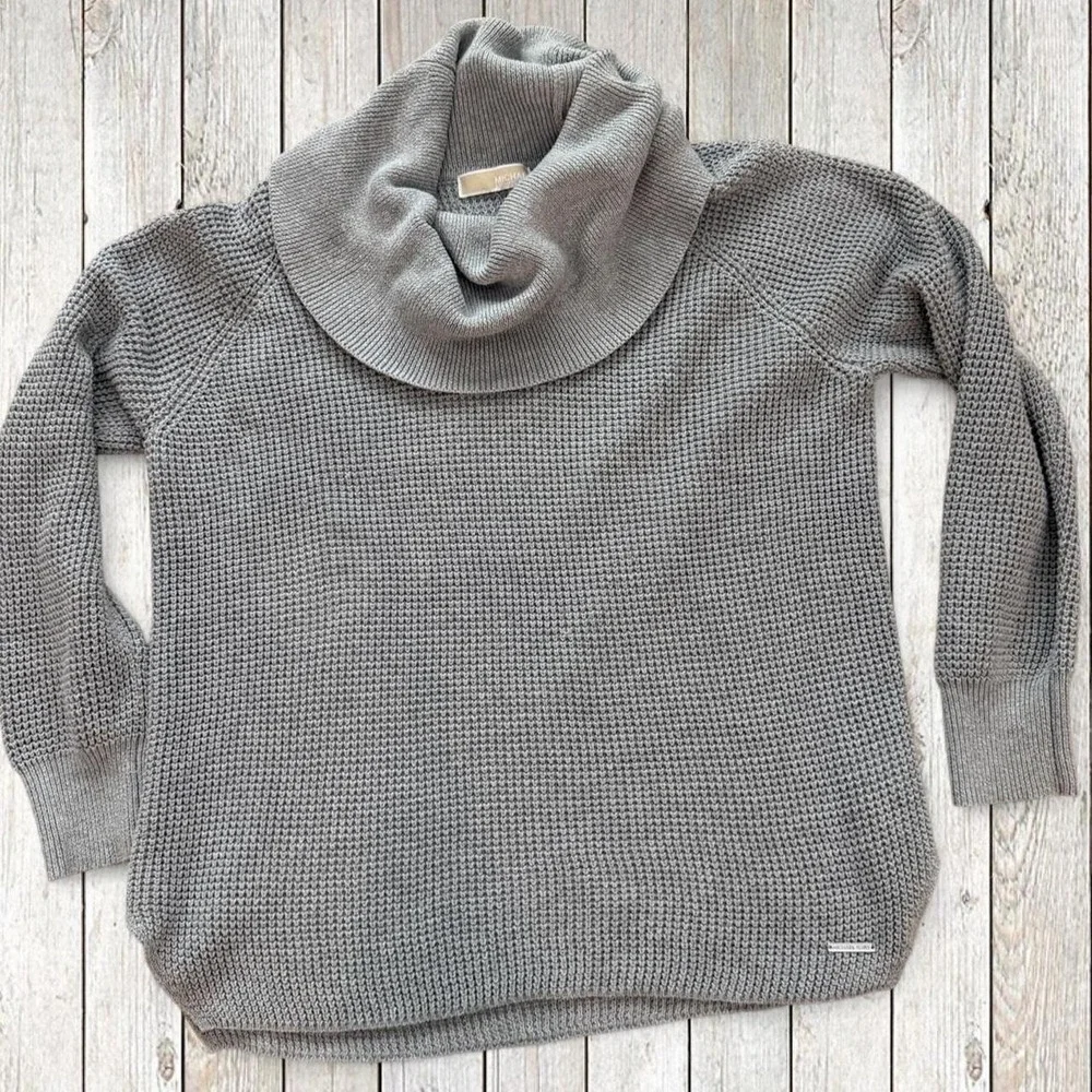 Michael Kors Gray Chunky Knit Cowl Neck Sweater Size Small
